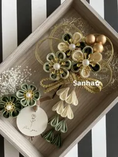 T-1112 つまみ細工 髪飾り 水引 成人式 卒業式 結婚式 七五三 髪飾り