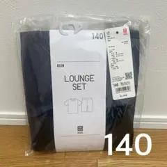 140 ユニクロ ルームセット ラウンジセット 半袖パジャマ グレー(黒)