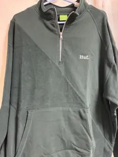 Huf ダークグリーン ハーフジップ XL