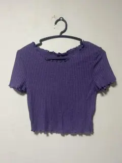 パープル クロップドトップス 半袖 SHEIN