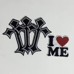ワッペンセット クロスとI LOVE ME