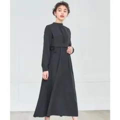 黒　長袖ロングワンピース　2way