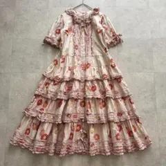 コウユイ　ピンクハウス・リボンブーケ柄ロング丈ワンピース コウユイ様専用 ピンクハウス・リボンブーケ柄ロング丈ワンピース