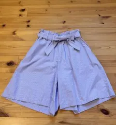 ユニクロ　ハーフパンツ　ギンガムチェック　パープル　リボン　150