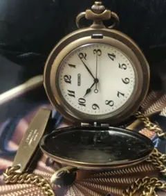 セイコー 懐中時計 ハンターケース 定価約3万 クォーツ 美品 稼働中 