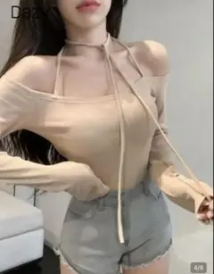 SHEIN Dazy オフショルダー 長袖 トップス ベージュ