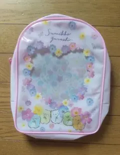 美品 すみっコぐらし キッズ リュック 花柄 ピンク クリア素材のサムネイル