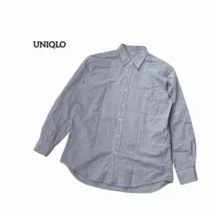 ユニクロ UNIQLO 長袖チェックシャツ ベーシック 水色系 着回し シンプル