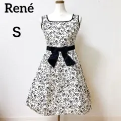 美品✨　René ルネ　シルク100% 花柄　ワンピース　TISSUE リボン