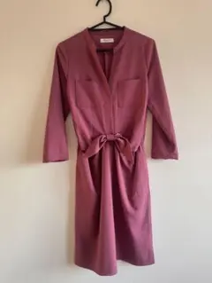 OFUON シャツワンピース 長袖　ローズピンク　M