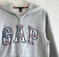 00s OLD GAP ジップパーカー y2k 短丈 古着 USA グレー