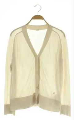 Mila Owen カーディガン 長袖 Vネック シアー アイボリー