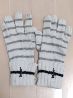 EASTBOY　イーストボーイ　ストライプニット手袋（白・グレー）レディース
