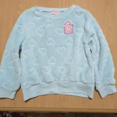 水色ハート模様トレーナー 120　子ども冬服　女の子　ふわふわトレーナー