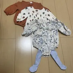 NEXT 花柄ロンパース・カバーオール 3点セット