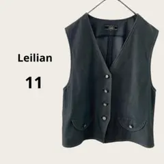 Leilian ベストジャケット ブラック ベスト ノースリーブ レディース