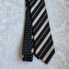 Used メンズ　ネクタイ　レジメンタル　ブラック&ゴールド￼