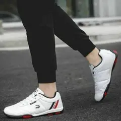 ゴルフシューズ 27cm ホワイト 白 PUレザー 普段履き 軽量 スニーカー