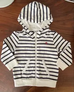 【プチバトー】フード付きパーカー／ストライプ Petit Bateau 86㎝
