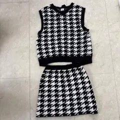 アナスイミニ（Lサイズ 150〜160） ハウンドトゥース柄ニットセットアップ