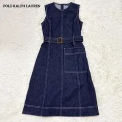ポロラルフローレン 膝丈ワンピース ノースリーブ デニム koki着用 ベルト