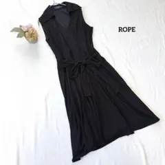 ロペ ROPE ノースリーブワンピース 7 ブラック ウエストリボン Aラインのサムネイル