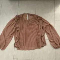 ZARA プリーツフリルシフォンブラウス　Lサイズのサムネイル