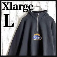 【即完売モデル】エクストララージ☆センター刺繍ロゴハーフジップスウェット　美品