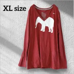 【Nike】 長袖Tシャツ XL 象プリント ワインレッド　ロングT カットソー