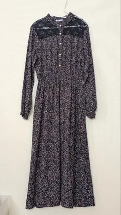 ワンピース小花柄 パールボタン レース ハニーズ M