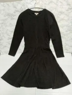 GAP　ギャップ　ワンピース　膝丈　ブラック　黒　無地　長袖　シンプル　XS S