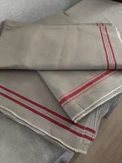 フランス ヴィンテージ メティス トルション キッチンクロス リネン 赤