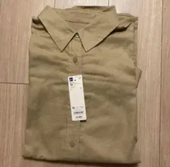 【新品・タグ付き】GU リネンブレンドオーバーサイズシャツ XL ベージュ