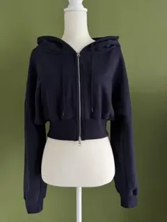 【美品】BELLIDE 2way クロップド ジップアップパーカー ブラック