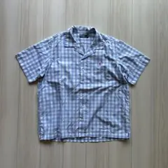 90s ポロバイラルフローレン ループカラーシャツ ギンガムチェック XL 開襟