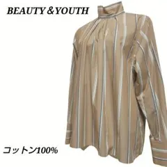 アヤママ様専用ビューティアンドユース コットン ストライプ ハイネック ブラウス