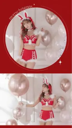 【Malymoon x sugar コラボ】セットアップバニーサンタ レッドM