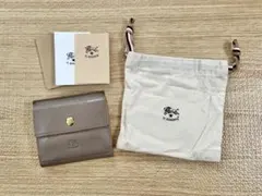【美品】IL BISONTE 三つ折り財布 グレー 保存袋付き