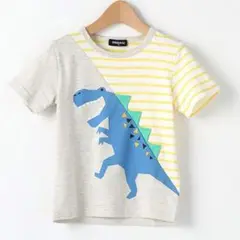 美品【120cm】クレードスコープ 恐竜切り替え Tシャツ 半袖 グレー