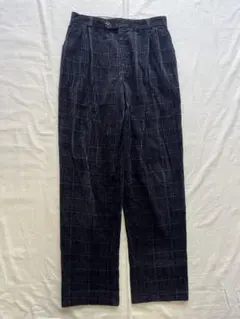 古着 コーデュロイ タックパンツ ユーロビンテージ ワイドパンツ チェックパンツ