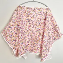 ハンドメイド　ダブルガーゼ　授乳ケープ　リボン柄