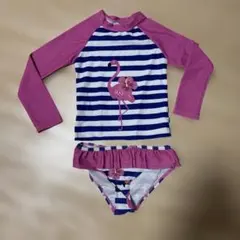 フラミンゴ柄ラッシュガード・ビキニセット