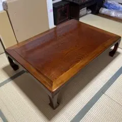 美品・希少】カリモク 透かし彫刻入り 高級座卓 ローテーブル 唐木調