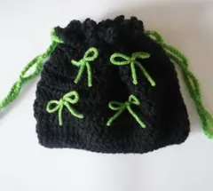 ハンドメイド リボン巾着ポーチ