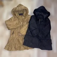 AIMAB LE キッズ120&130 フード付きブラックベージュダウンコート