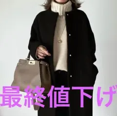 シンプル ミドル 丈 ラウンドネック ベルトレス ブラック