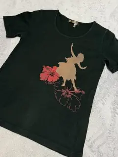 フラ＆ハワイアンショップ　フラダンス　Tシャツ　ブラック　綿　100%