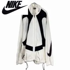 90s NIKE ナイロンジャケット 刺繍ロゴ 白黒 M ナイキ メンズ