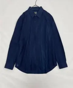 D’URBAN ネイビー シャツ LL 日本製 綿100% うっすらチェック