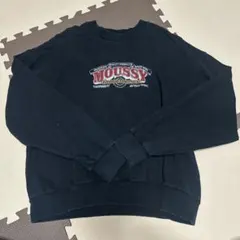 MOUSSY ロゴプリント ブラックスウェット